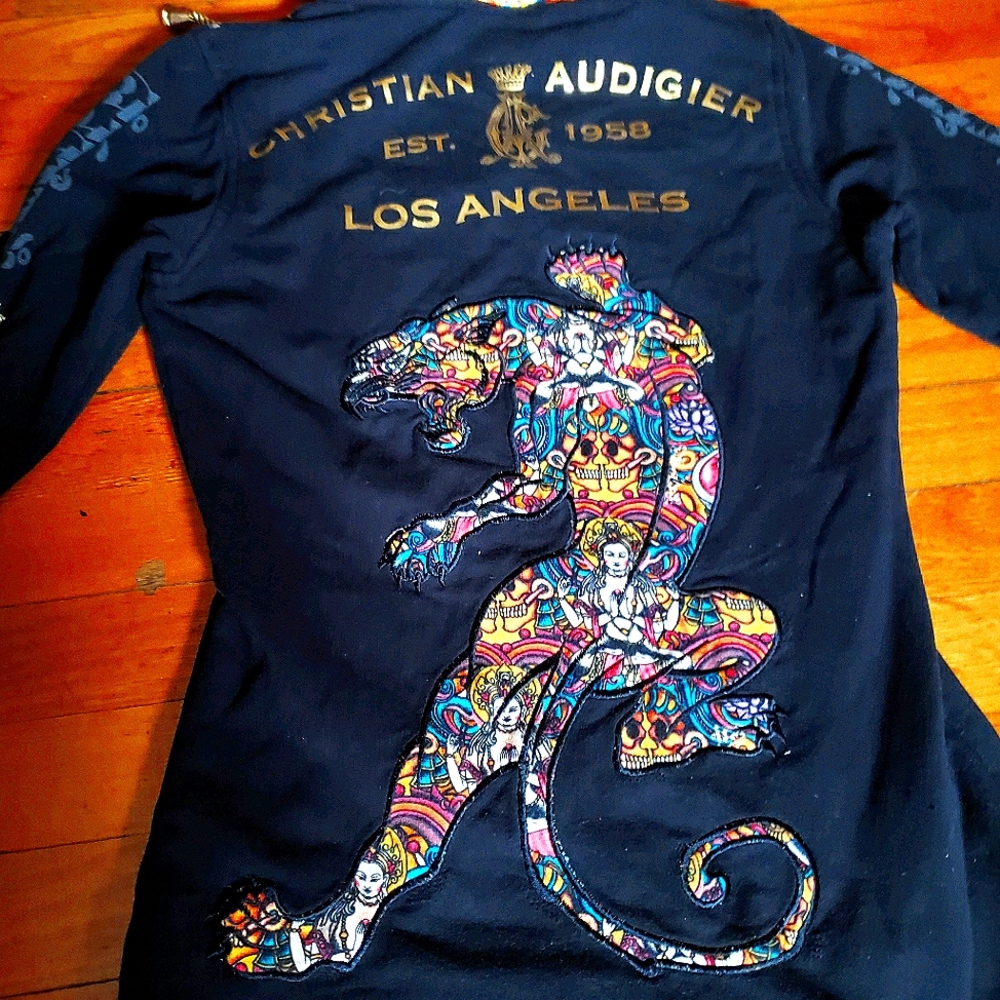 Christian Audigier Buddha skull panther jacket